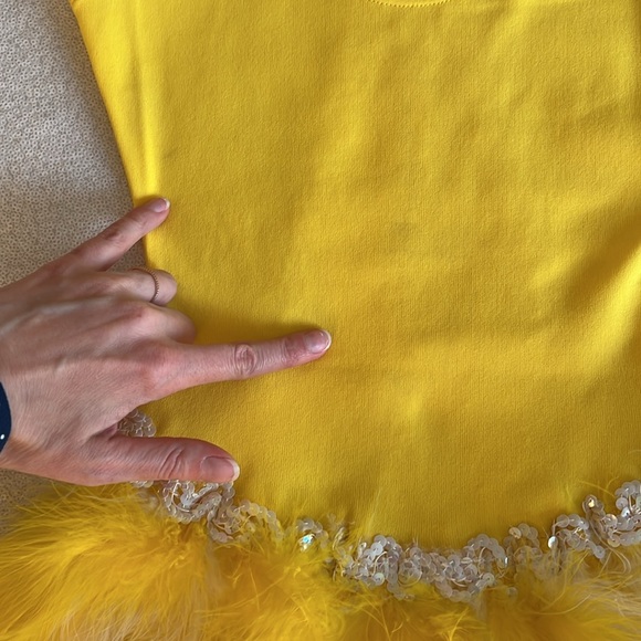 Vintage 1970s Yellow Dance Leotard with Sequins and Feathers - Child or … - Picture 14 of 15